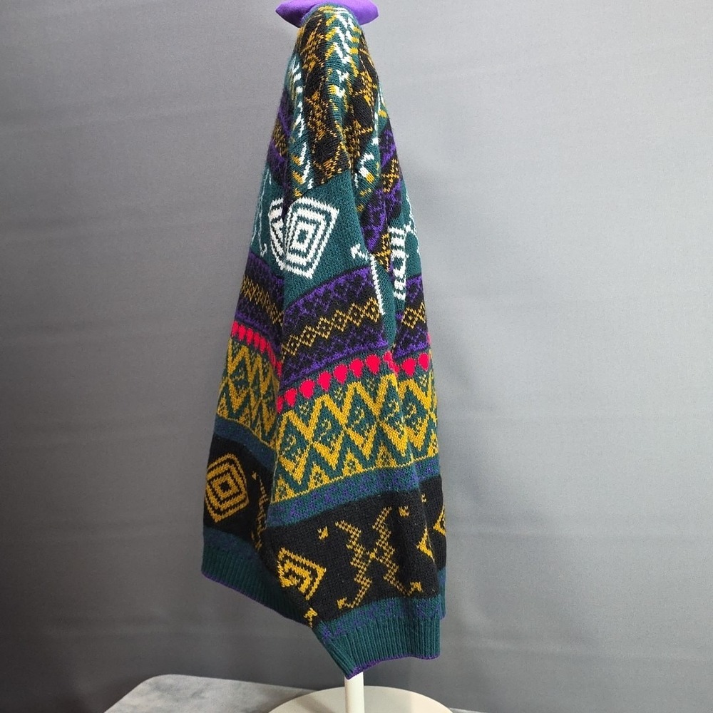 Vintage Woolrich Sweater Women's Size Large Colorful Geometric Knit Green Purple - Picture 4 of 9